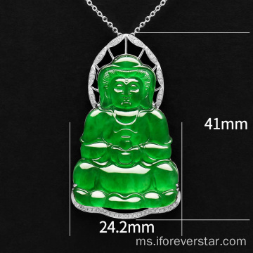 Jadeite Natural Diamond Guanyin Buddha Pendant